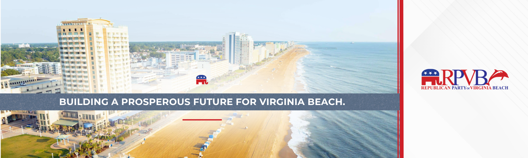 Virginia Beach Oceanfront with republican party of Virginia Beach logo